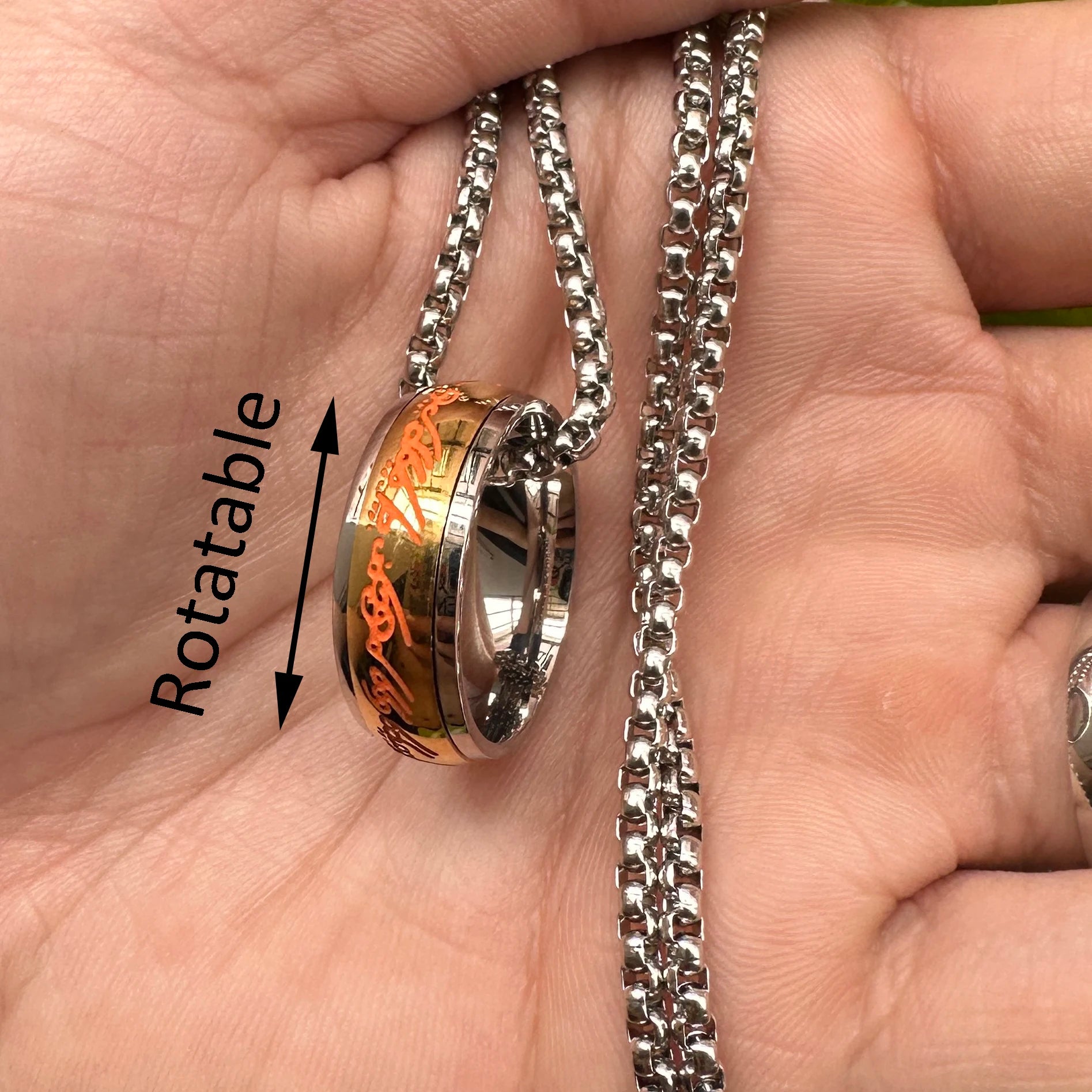 2024 Neuer Trendiger Einfacher 3D Geschnitzter Glaubensring Edelstahl Paar Farbig Plattierte Kettenringe Retro Herrenschmuck Geschenke Custom