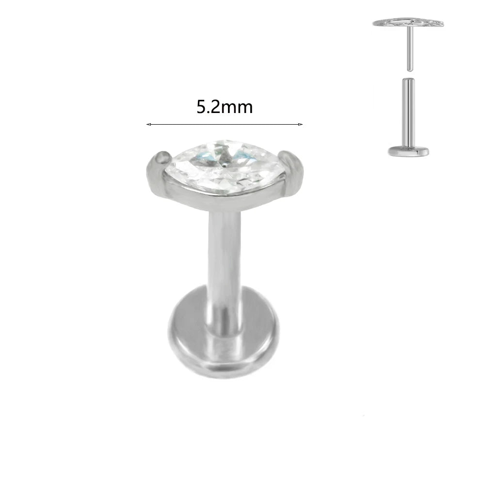 ASTM F136 G23 Titan Labret Piercing Seestern Ohrstecker Biene Blatt Push-In CZ Gewindeloser Knorpel 16/18/20G Körperschmuck