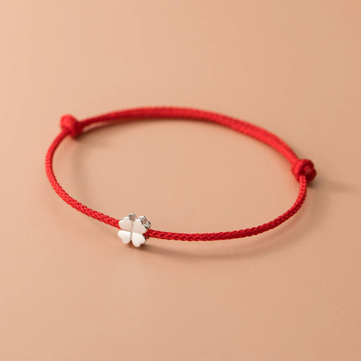 S925 Sterling Silber Blumen Rotseil Klee Verstellbares Armband für Frauen Feiner Schmuck Minimalistische Accessoires