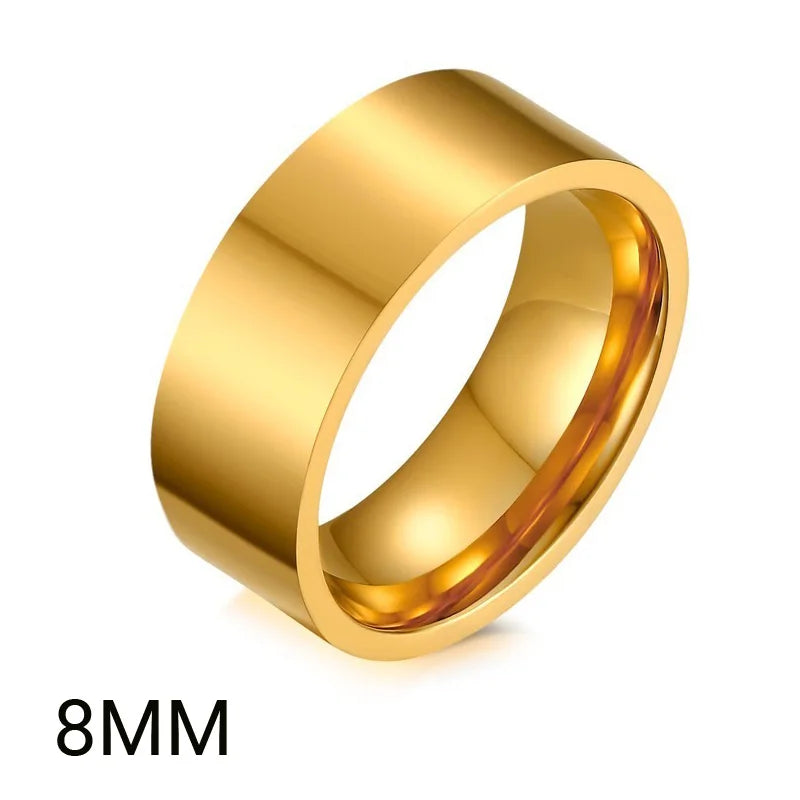 2mm 4mm 6mm 8mm Edelstahl Ehering für Damen Flache Fingerringe Mode Bijoux Femme Verlobungsschmuck