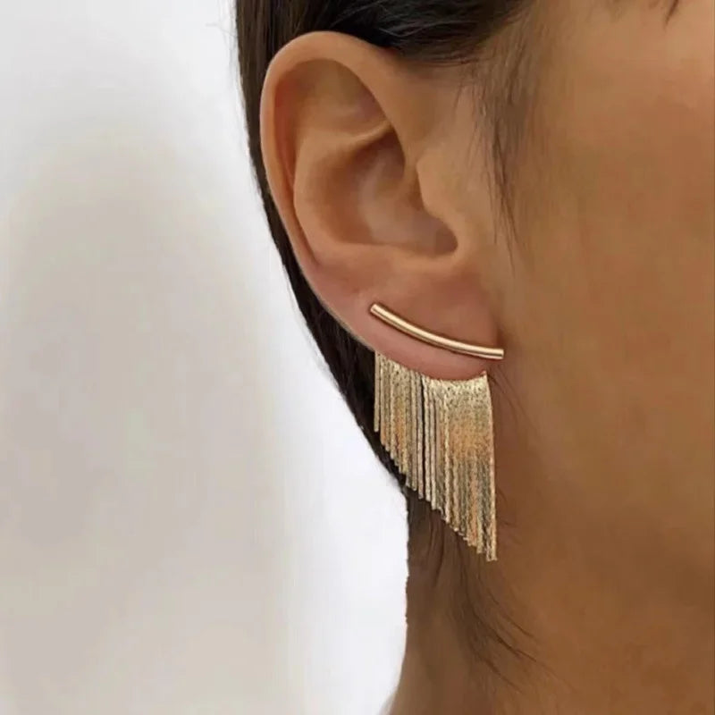 Fashion Statement Ohrringe Lange Statement Goldfarbene Bling Quastenohrringe Für Frauen Weibliche Hochzeit Täglich Anhänger Schmuck Geschenke