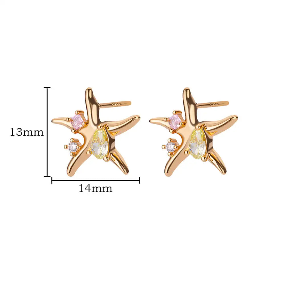 Wassertropfen Zirkon Sterne Ohrstecker für Frauen Edelstahl Gold Farbe Statement Ohrringe 2023 Damen Weihnachts Schmuck Geschenk