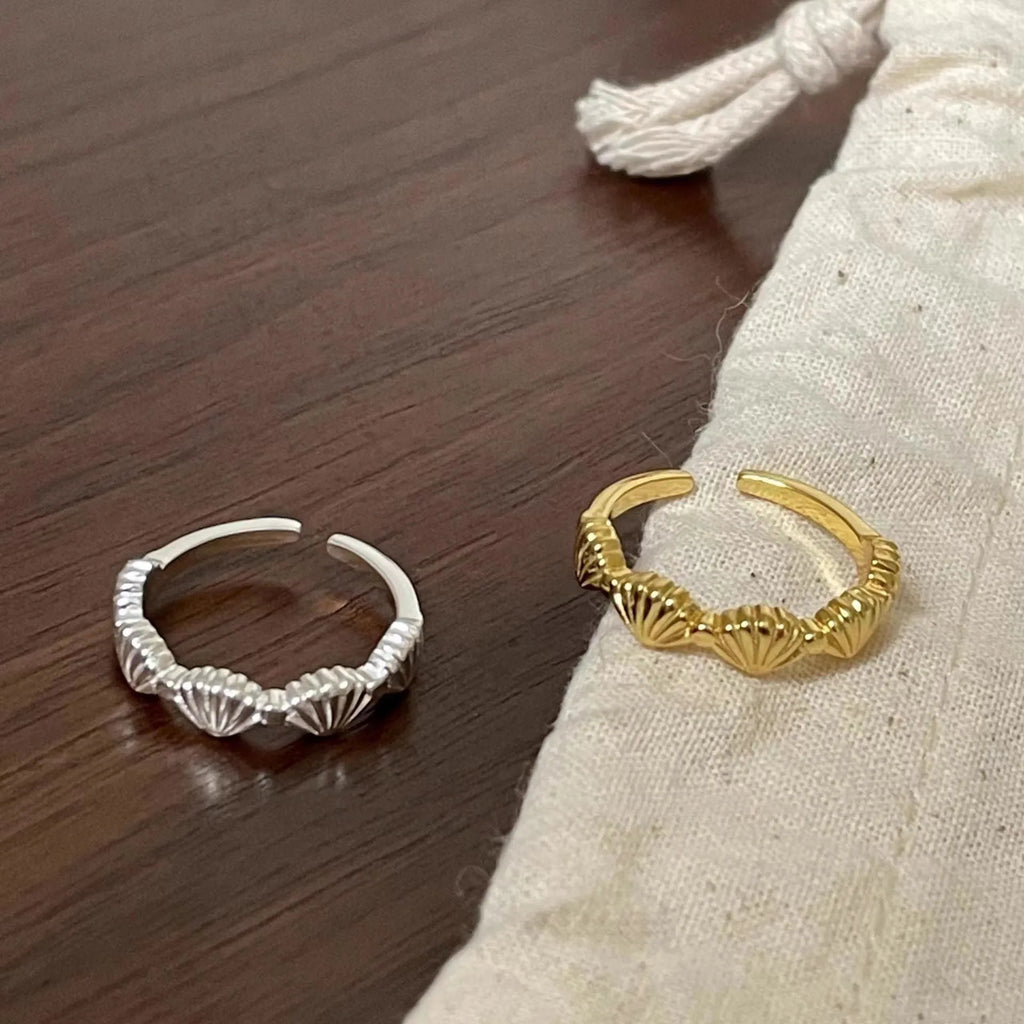 Mode 925 Sterling Silber Muschel Verstellbare Ringe Luxusschmuck für Damen Accessoires Großhandel