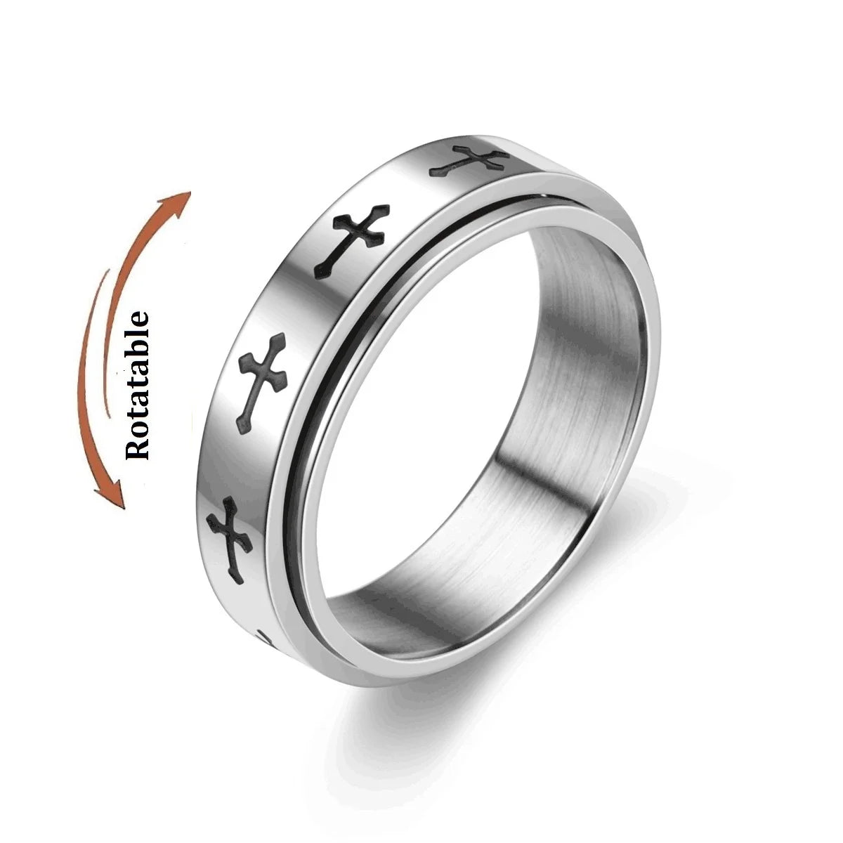 Anti Stress Anxiety Fidget Spinner Couple Rings For Lovers Rotating Stainless Steel Wedding Band Knuckle Rings Jewelry Anillo