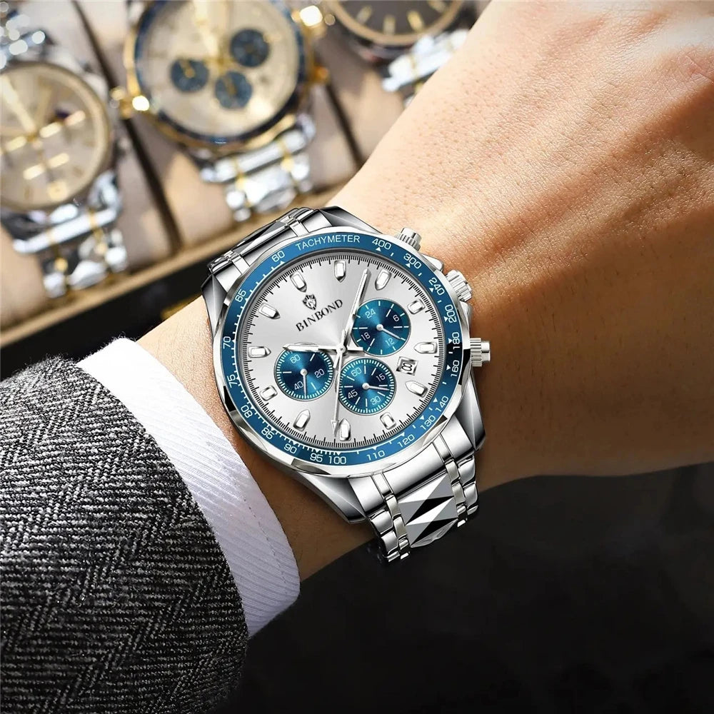 Nuevo reloj automático para hombre, esfera pequeña azul, digital, de cuarzo, a la moda, relojes de pulsera para hombre, reloj de lujo para hombre, regalos, Reloj Hombre