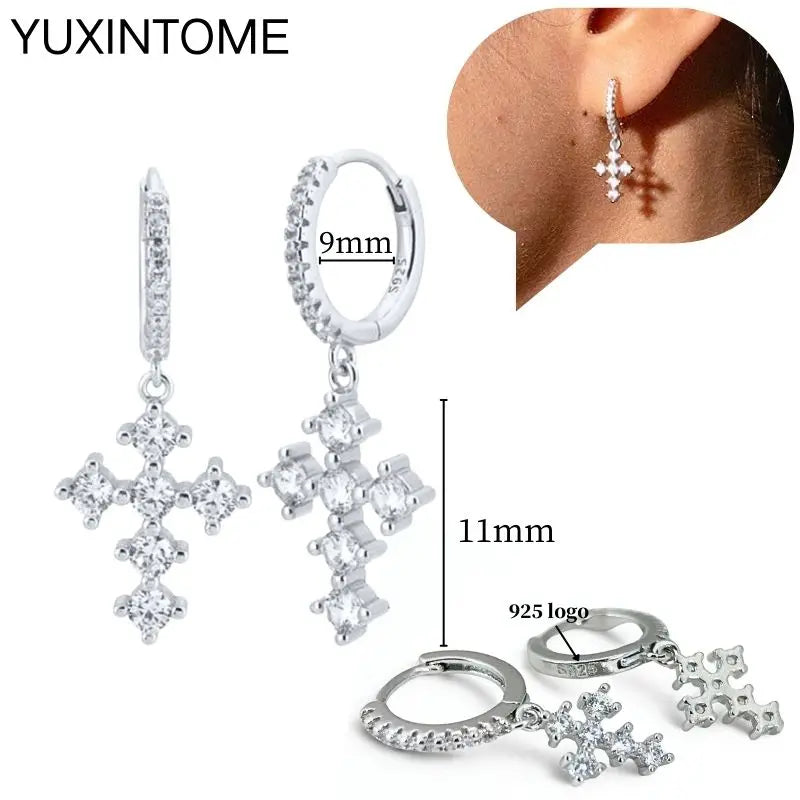 925 Sterling Silber Ohrnadel Mode Creolen Weiße Kristall Luxus Damen Silberohrringe Hochzeit Damenschmuck Geschenk