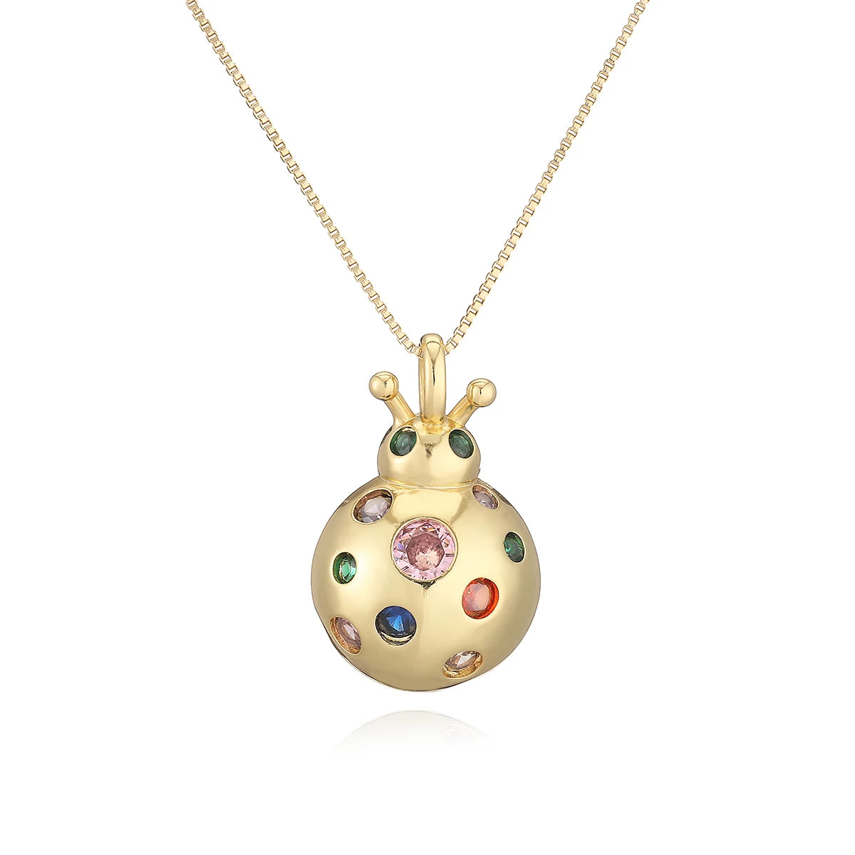 NEWBUY 2025 New Arrival Gold Color Delicate Ladybug Pendant Necklaces For Women AAA Cubic Zirconia Copper Jewelry Gift