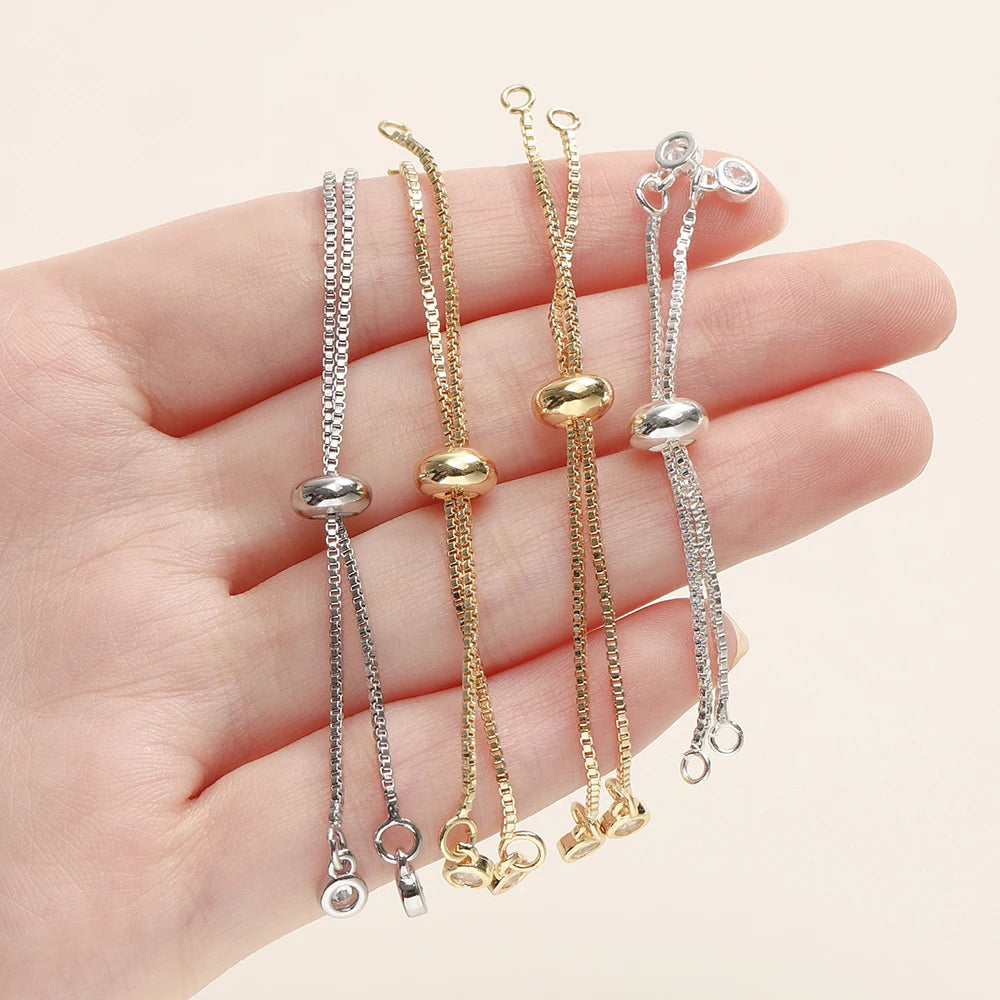 2/4 Stücke 5/7/12cm 14K/18K Vergoldete Messing Verstellbare Slider-Ketten Für DIY Armbandherstellung Schmuckherstellung Zubehör