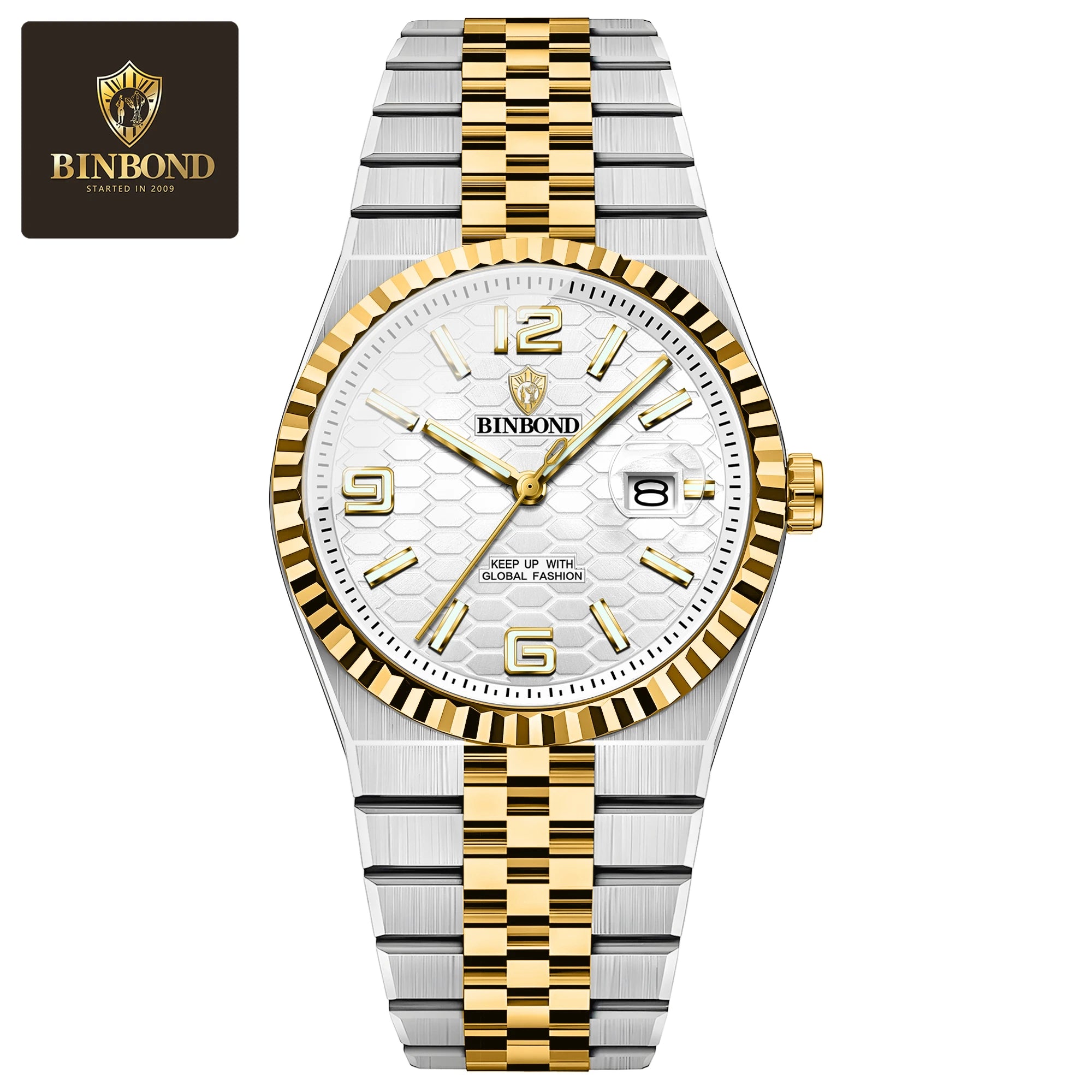 BINBOND Reloj de Hombre Original de Alta Calidad Impermeable Luminoso Fecha Lujo Reloj de Hombre de Acero Inoxidable Relojes de Cuarzo para Hombre Masculino