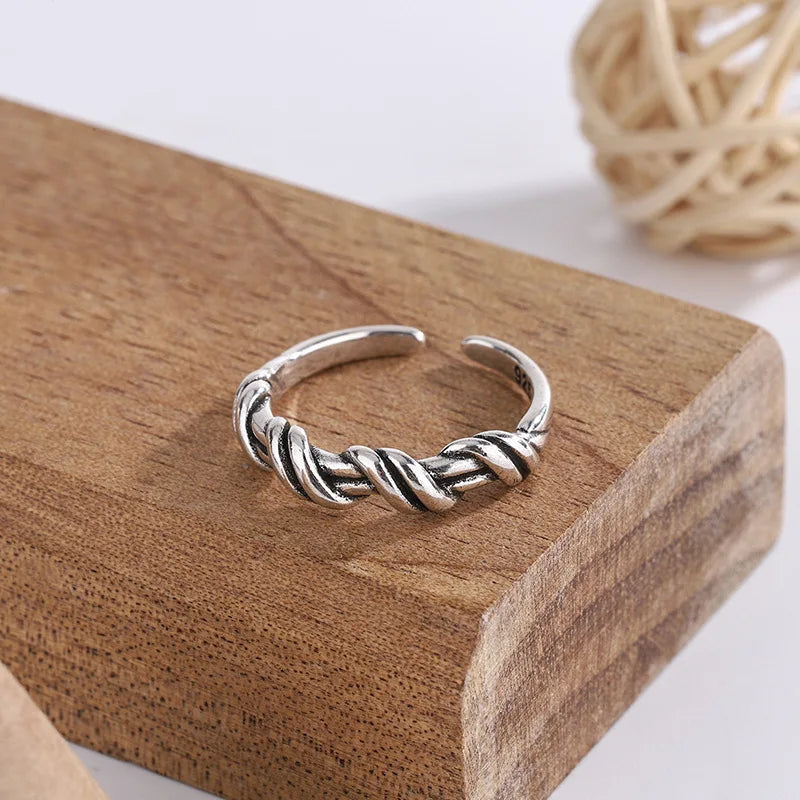 925 Sterling Silber gewundene verstellbare Ringe für Damen Hochzeit Luxus Schmuck Großhandel