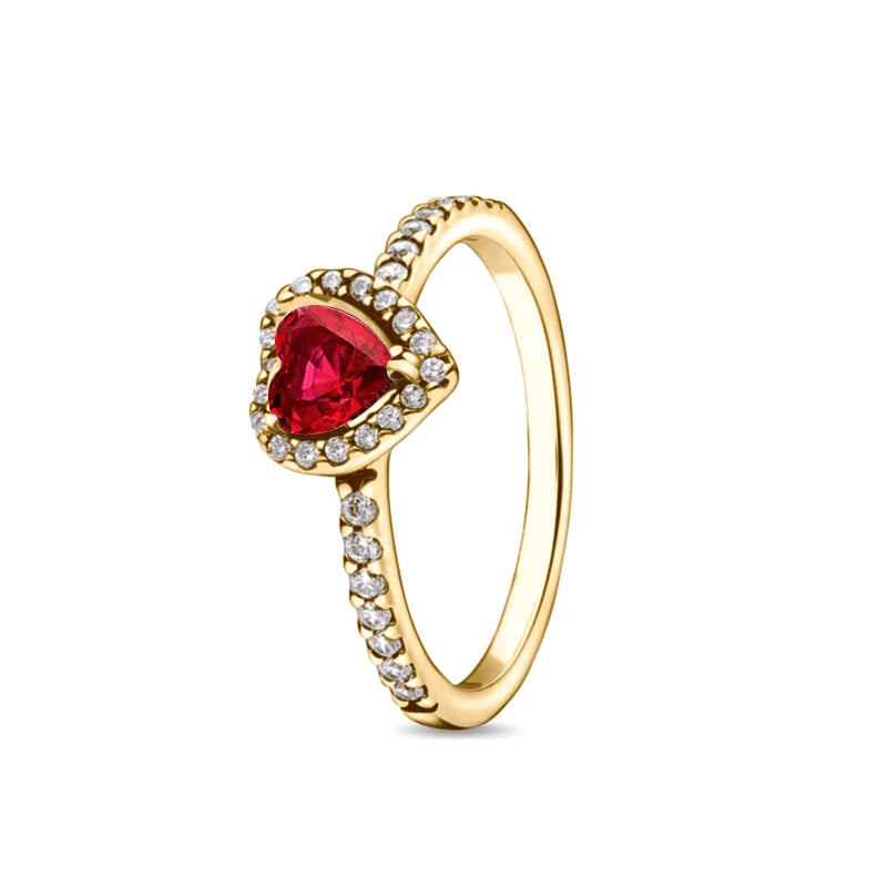 925er Silber Herz-Stein-Ring Neu Heiß Verkaufend Rosa Weiße Ringe Geeignet für jeden Anlass Passendes DIY Geburtstagsgeschenk