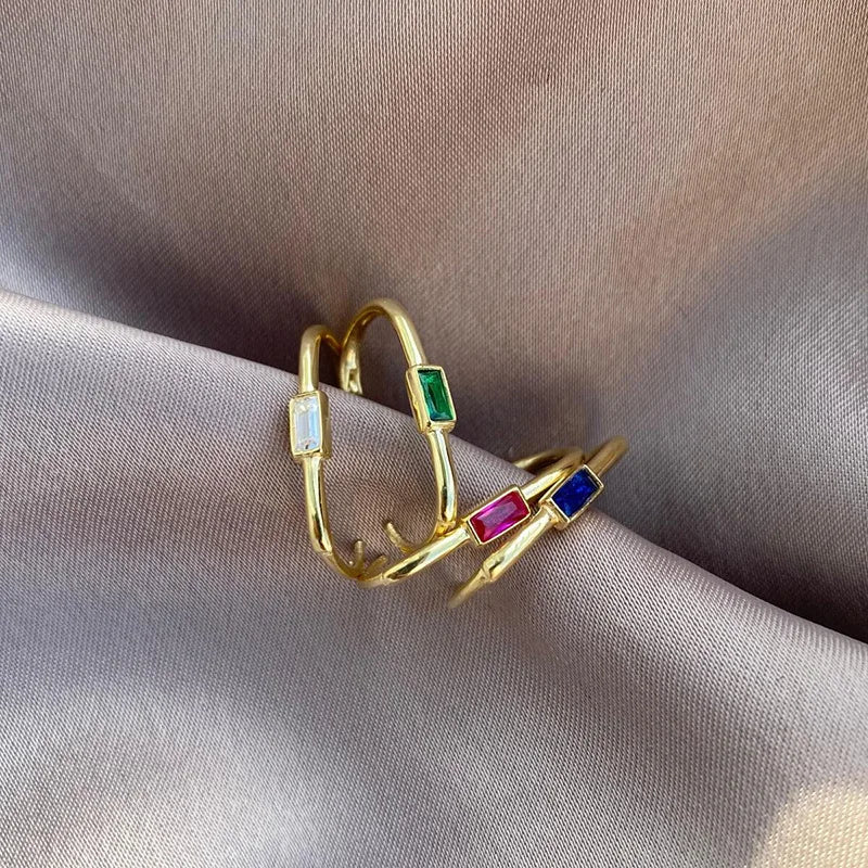 1 Paar Damen Bunte Zirkon Quadratische Ohrclips Geometrische U-förmige Creolen Tägliches Party-Pairing mit Schmuck