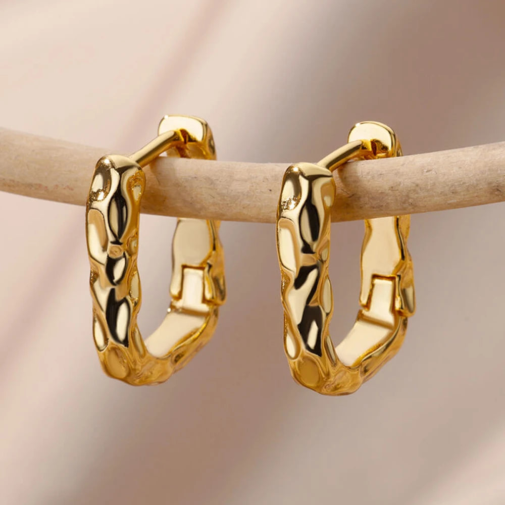 Herz Edelstahl Ohrringe für Frauen Zirkon Goldfarbe Creolen Ästhetische Wasserdichte Ohrpiercing Schmuck Accessoires