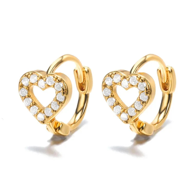 Hohle Zirkon-Herzohrringe für Frauen, Edelstahl, Goldfarben, Herz-Ohrring, Luxuriöser Hochzeitsschmuck für Paare, Geschenk, kostenloser Versand