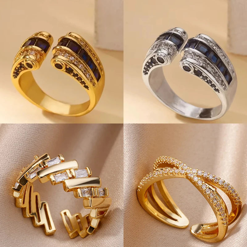 Anillos góticos de acero inoxidable ajustables para mujer, diseño geométrico vintage, joyería punk de moda, regalos