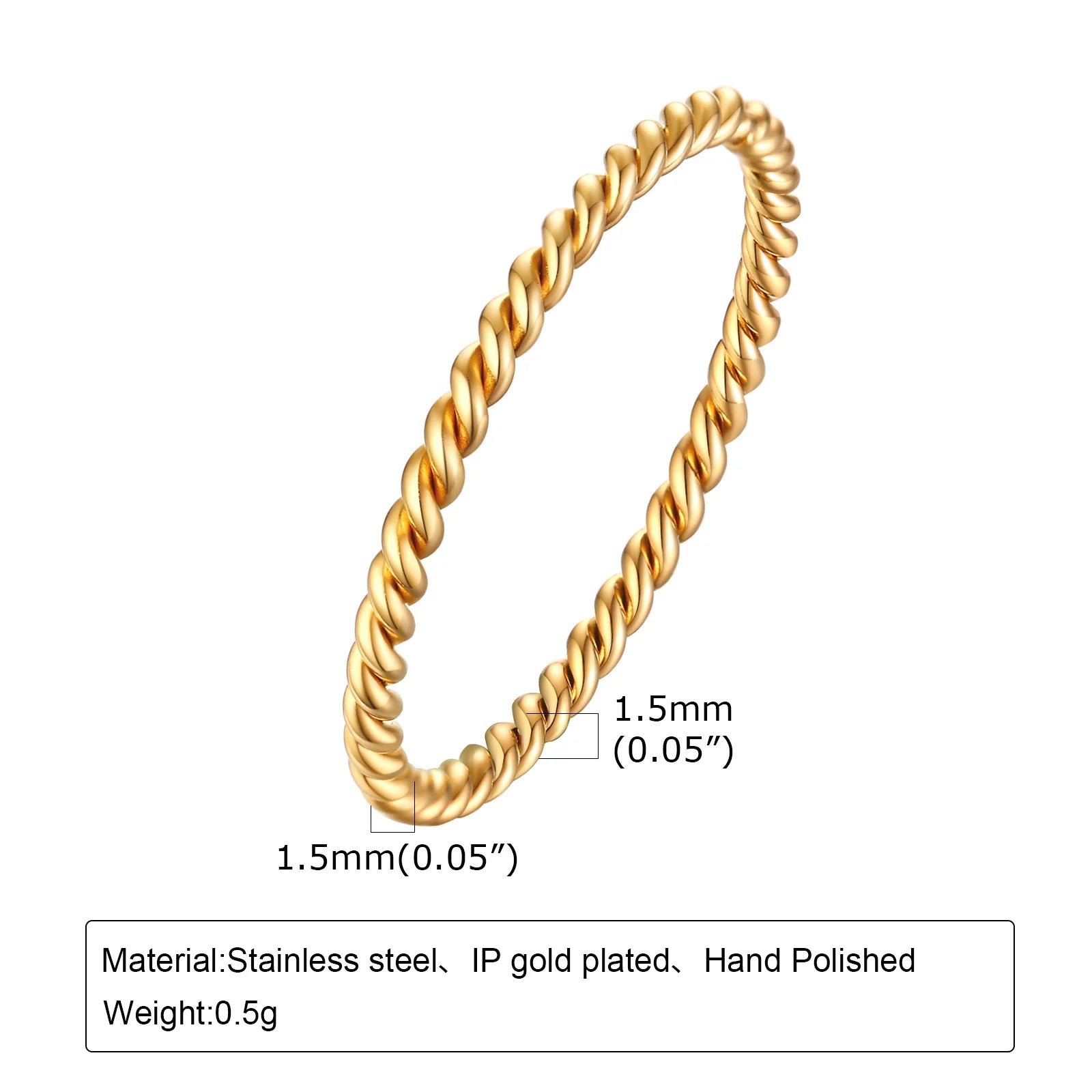 2er-Set Stapelringe für DamenEdelstahl 2mm dünn Goldfarben Kuppelform Minimalistischer Schmuck