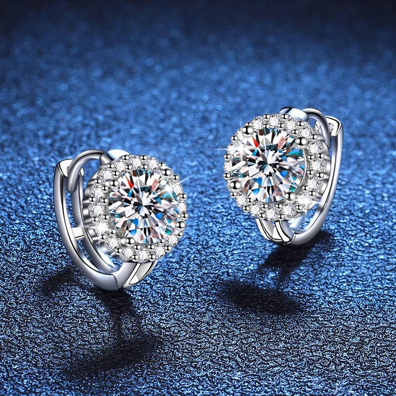 NeeTim 1ct 6.5mm Moissanit-Ohrringe für Frauen, S925 Sterlingsilber mit 18k vergoldeten Diamant-Ohrsteckern, Hochzeitsparty-Schmuck