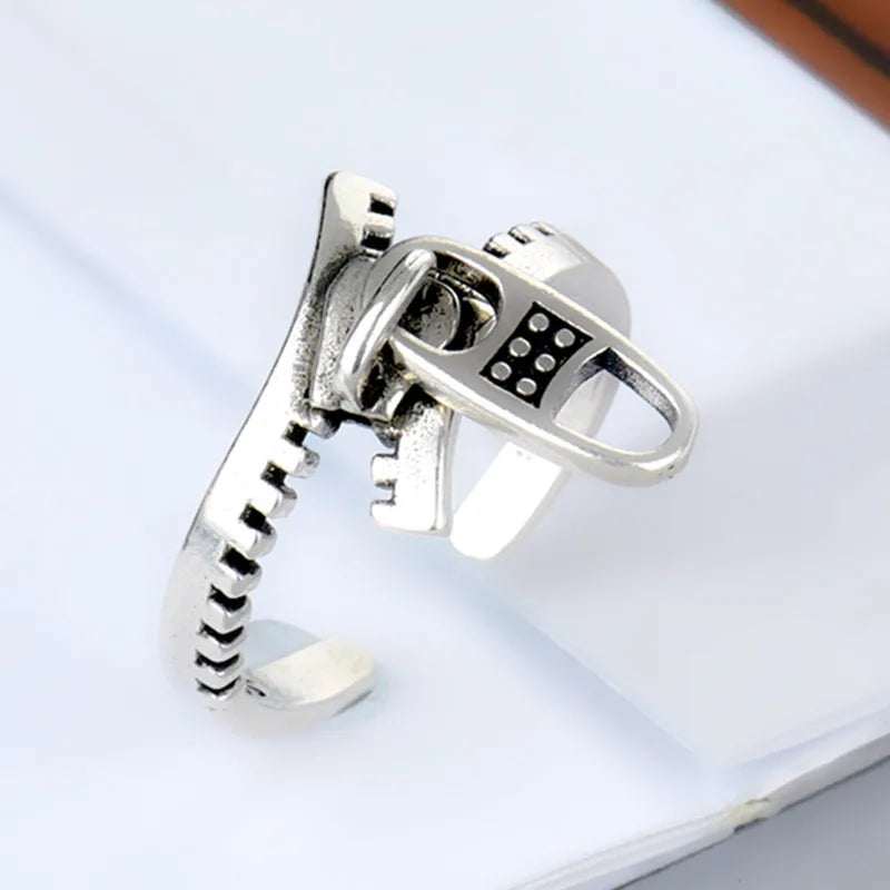 925er Sterlingsilber Geometrie Reißverschluss Verlobungsringe für Damen Frauen Luxus Designer Schmuck Accessoires