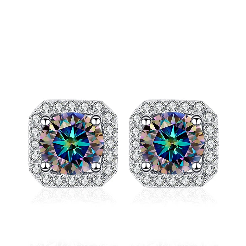 NeeTim 0.5ct 1ct Rosa Moissanit Ohrstecker für Damen 925 Sterling Silber Schwarz Blau Grau Funkelnde Labor Diamant Ohrringe