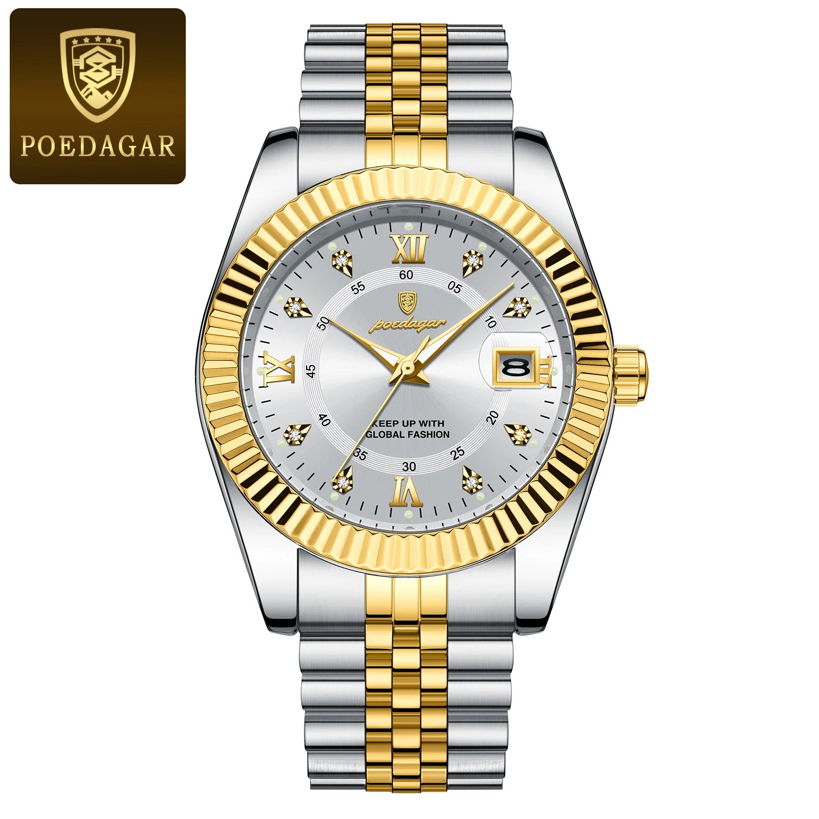 Relojes de cuarzo clásicos de lujo POEDAGAR para hombre, de acero inoxidable, con fecha, resistentes al agua, luminosos, a la moda, de negocios, para hombre