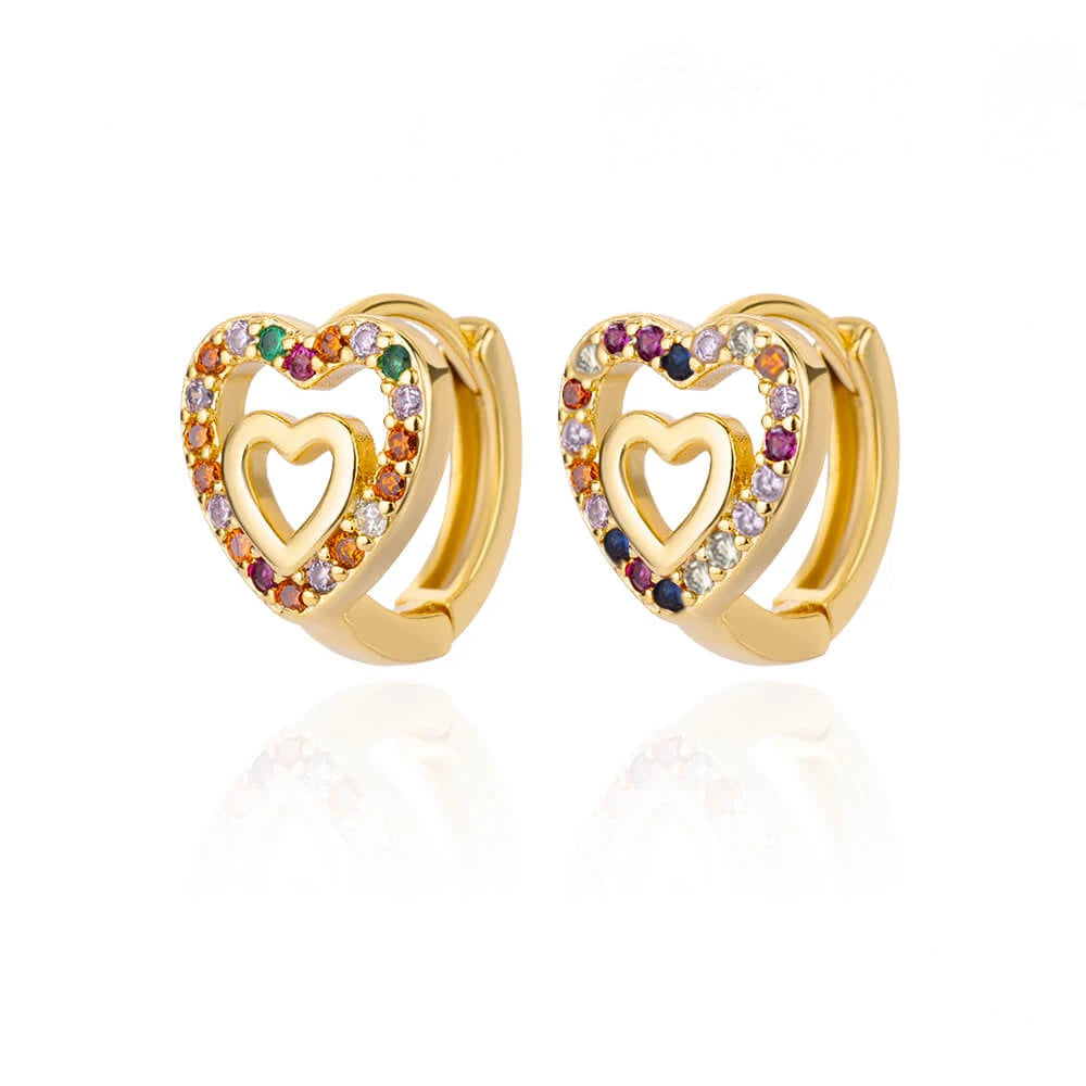 Edelstahl-Herzohrringe für Damen Goldfarbene Mode-Zirkon-Liebes-Herz-Ohrhänger Hochzeit Ästhetischer Schmuck Geschenk 2023