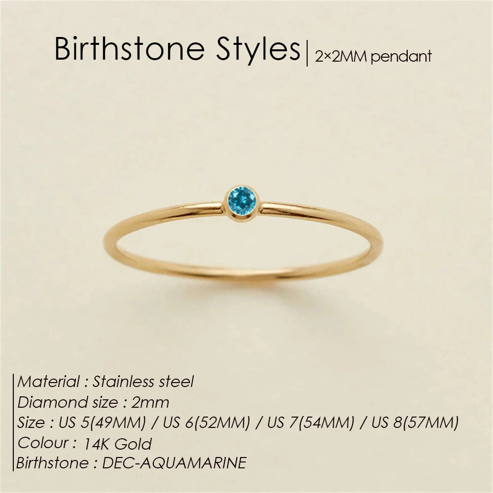 eManco Stainless Steel Birthstone Ring  Gold Color Simple Fashion Style For Women Festival Party Gift