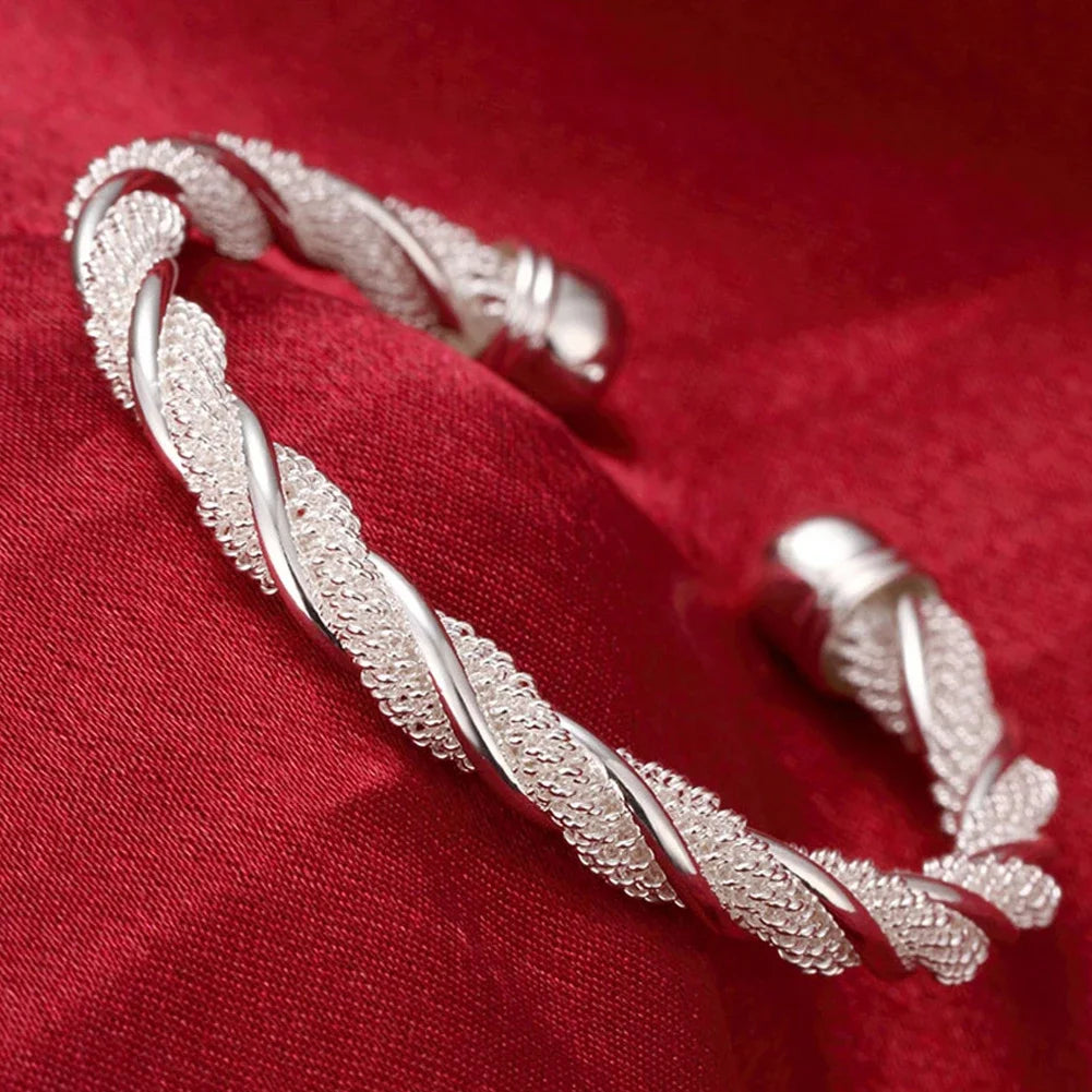 Trendige 925 Sterling Silber Armreifen Armband Anhänger Süße Offen für Frauen Mode Schmuck Verstellbare Größe Manschette Hochzeit Party