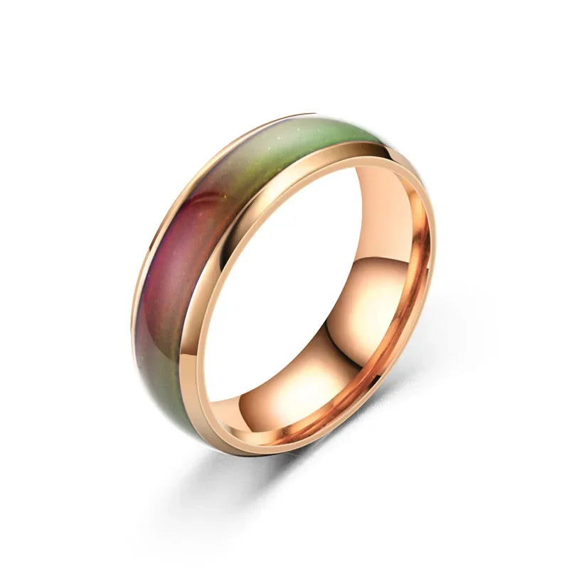6MM Farbwechsel Edelstahlringe für Frauen Stimmungs-Emotions-Gefühls-Temperaturring Männer Paare Mode Schmuck Geschenk