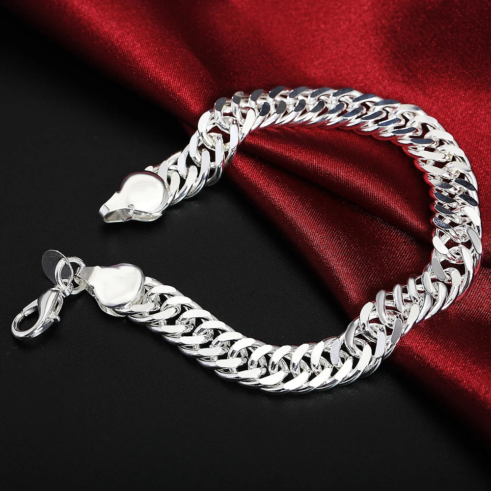 925 Sterling Silber exquisites massives Kettenarmband Mode Charms Frauen Männer massiv Hochzeit süße schlichte Modelle Schmuck