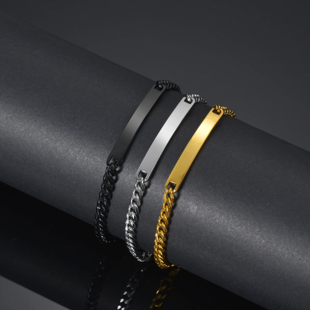 Bluelory Personalized Bracelet For Men  Women Stainless Steel Multi Styles Blank Nameplate Heart Bracelet  Party Jewelry Gift