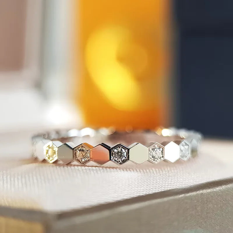 925 Sterling Silber Vintage Geometrische Zirkonringe für Frauen Geschenk Alltag Party Hochwertiger Edelschmuck Accessoires