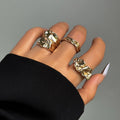 3 Stück Punk Chunky Irreguläre Ringe Set für Damen Kreative Geometrische Verstellbare Offene Fingerringe Mode Statement Schmuck Mädchen