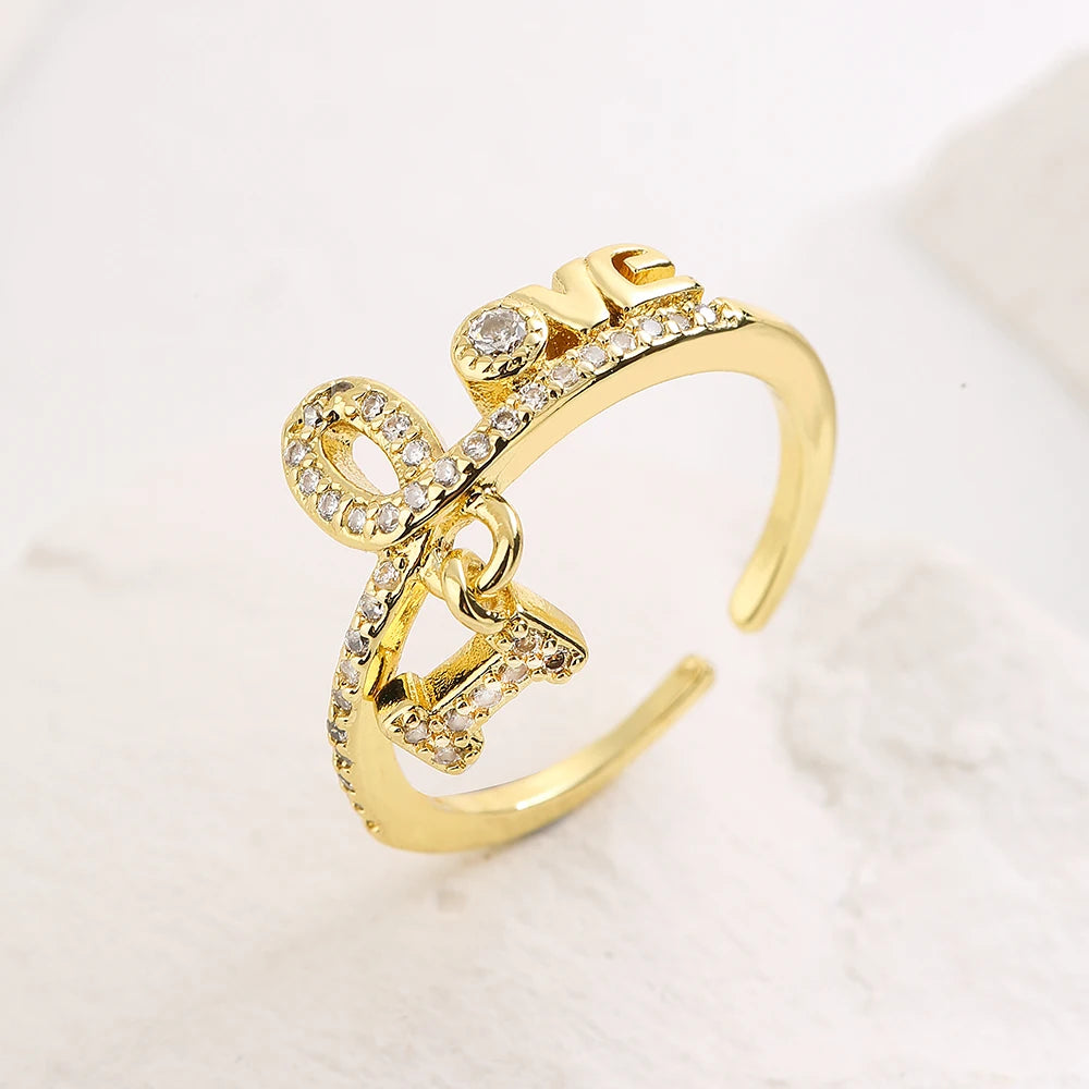 NEWBUY Einzigartiges Design Herzschloss Liebes-Offenringe Für Frauen Mädchen Goldfarbe Hochwertiger Verlobungsschmuck Femme Bijoux
