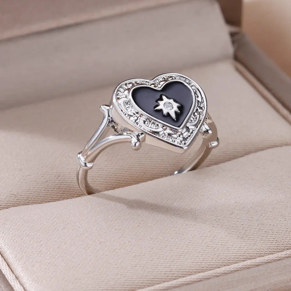 Anillos de circonita con forma de corazón para mujer, de acero inoxidable, color dorado, estéticos, para pareja, tendencia 2024, regalo de joyería de boda para amiga
