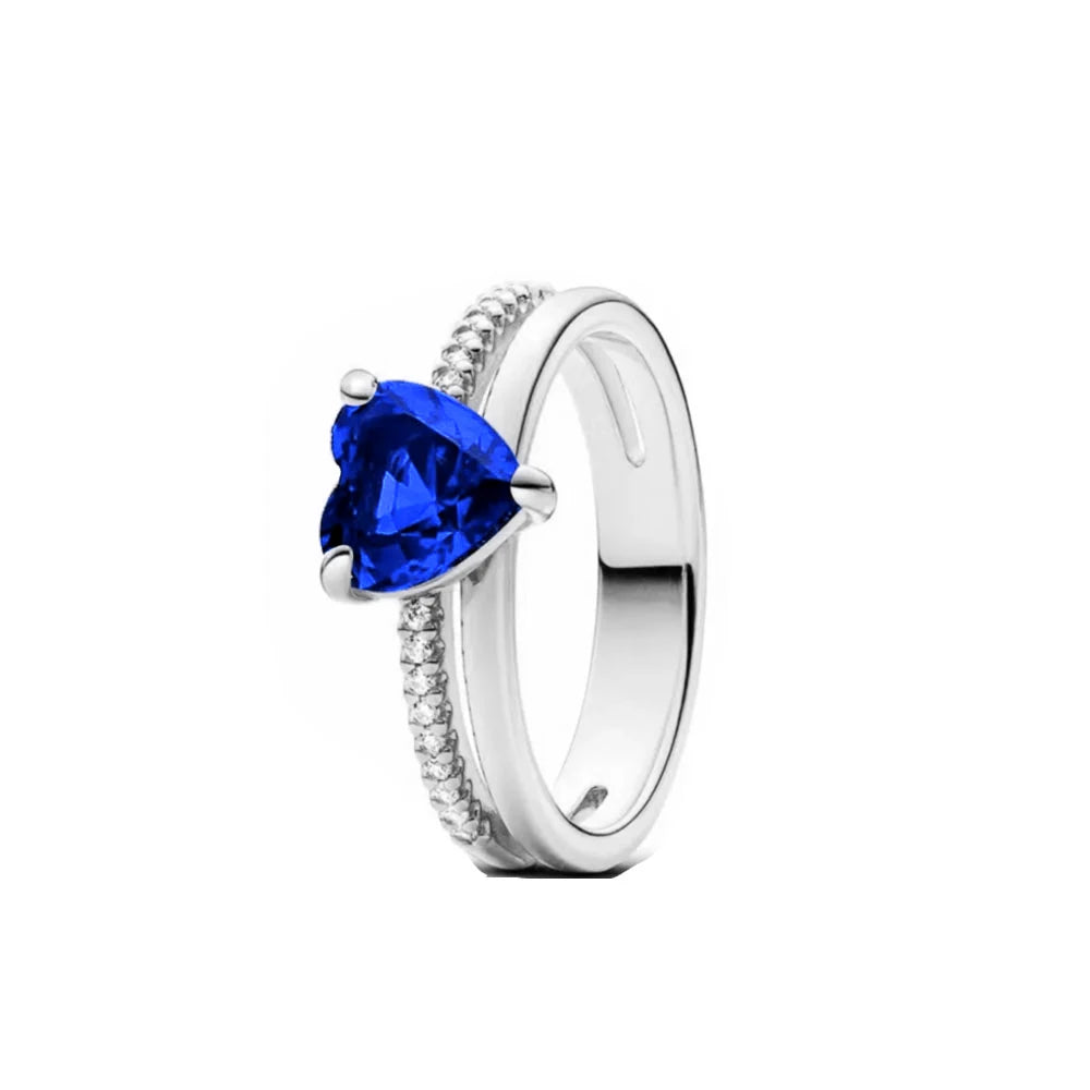 925 Silberring, neuer rot-weiß-blauer Steinring, passend für jeden Anlass, Armband, Halskette, passendes DIY-Geburtstagsgeschenk