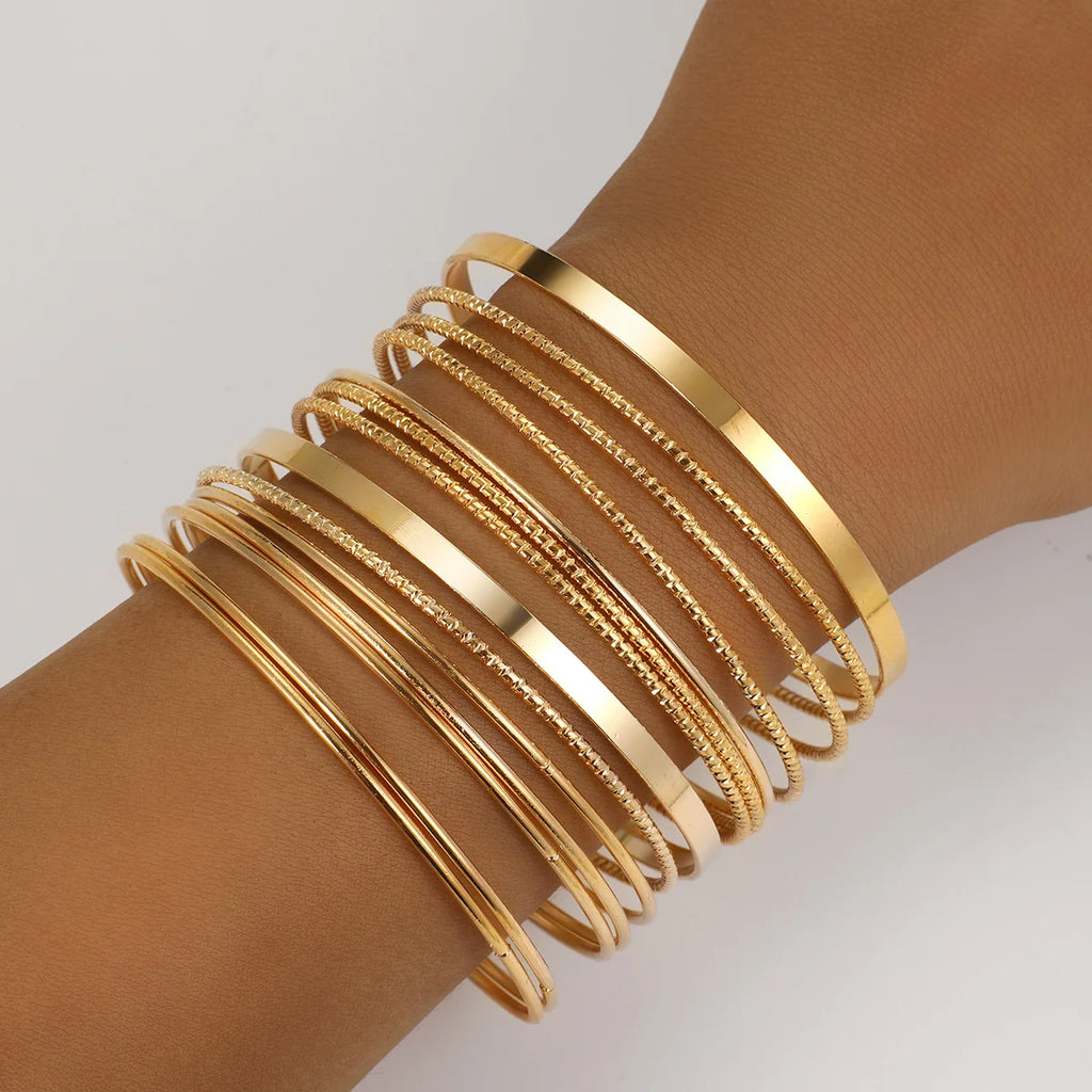 14-teiliges trendiges, übertriebenes Metallarmband-Set für Damen, Boho dickes Charm Curb Cuban Armband Armreifen Modeschmuck Geschenk 2024