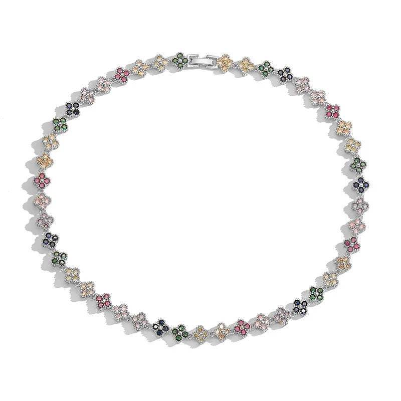HECHENG, AAAAA Messing 18K vergoldete Blumenhalskette Armband Schmuckset, als Weihnachtsgeschenk für Frauen und die beste Freundin