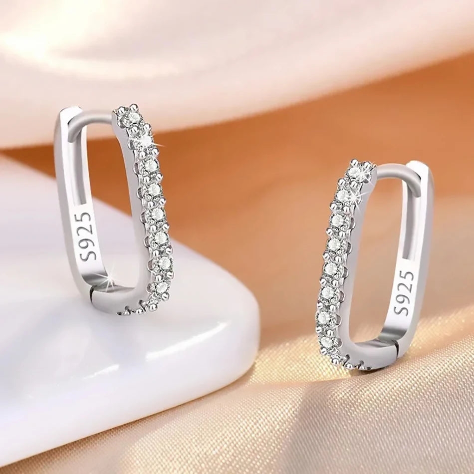 Hochwertige 925er Sterling Silber Kristall Mode Kreis Ohrringe für Frauen Hochzeitsfeier Geschenk Straße Vielseitiger Schmuck