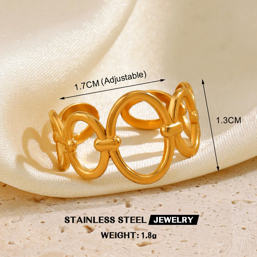 1 Stück Edelstahl Goldfarben Ringe für Frauen Wasserdicht Geometrisch Offener Fingerring Mädchen Mode Alltag Schmuck Accessoires