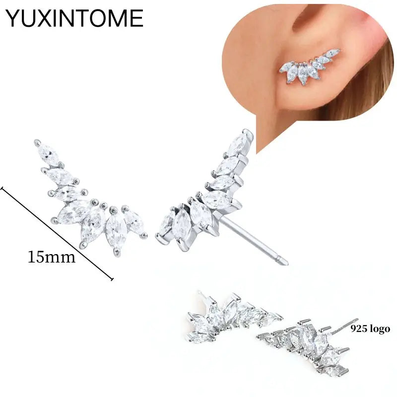 925 Sterling Silber Ohrnadel Mode Creolen Weiße Kristall Luxus Damen Silberohrringe Hochzeit Damenschmuck Geschenk