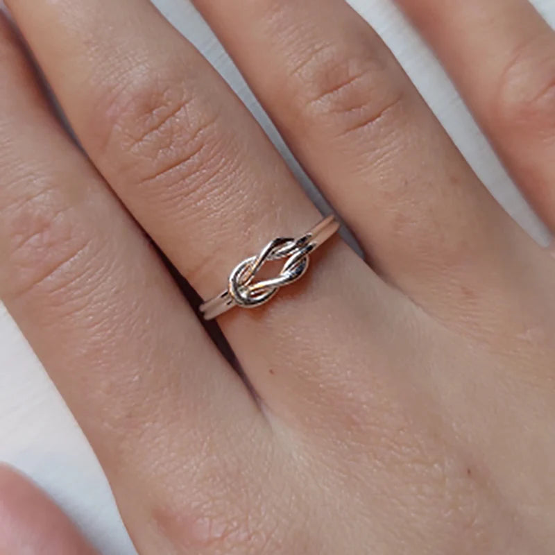 Knoten Unendlichkeitsringe Für Damen Mädchen Goldfarben Edelstahl Herz Fingerring Vintage Schmuck Geschenk Anillos Bague Femme