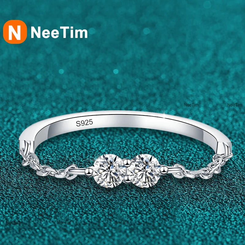 NeeTim 3mm Moissanit Ehering 925 Sterling Silber Eternity Band Lab Diamant Braut Party Ringe für Frauen Designer Schmuck