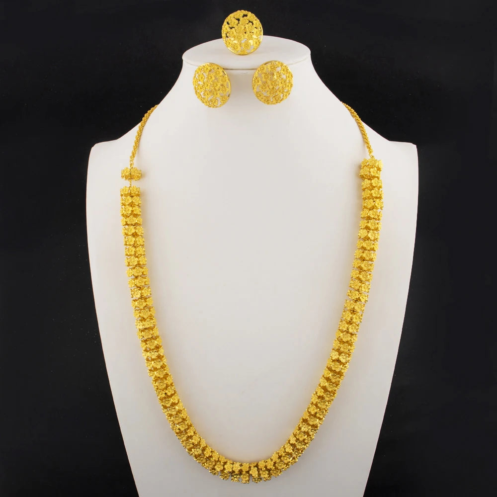 Vergoldete Ohrringe Ring Halsketten für Damen Luxus Gold Cuban Halsketten Set Hochwertige Designer Herren Damen Schmucksets Geschenk