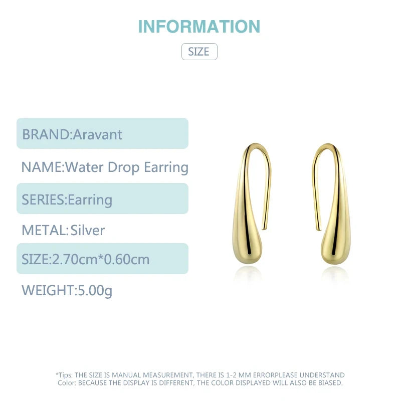 Aravant 925er Silber Ohrringe für Damen Wassertropfen Gold Ohrringe Mode Hochzeitsschmuck Geschenke