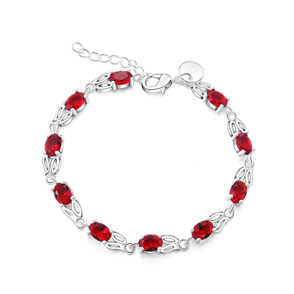 Armbänder aus 925er Sterlingsilber mit Rubin, Saphir und Amethyst, Damen-Hochzeitsschmuck, Großhandel