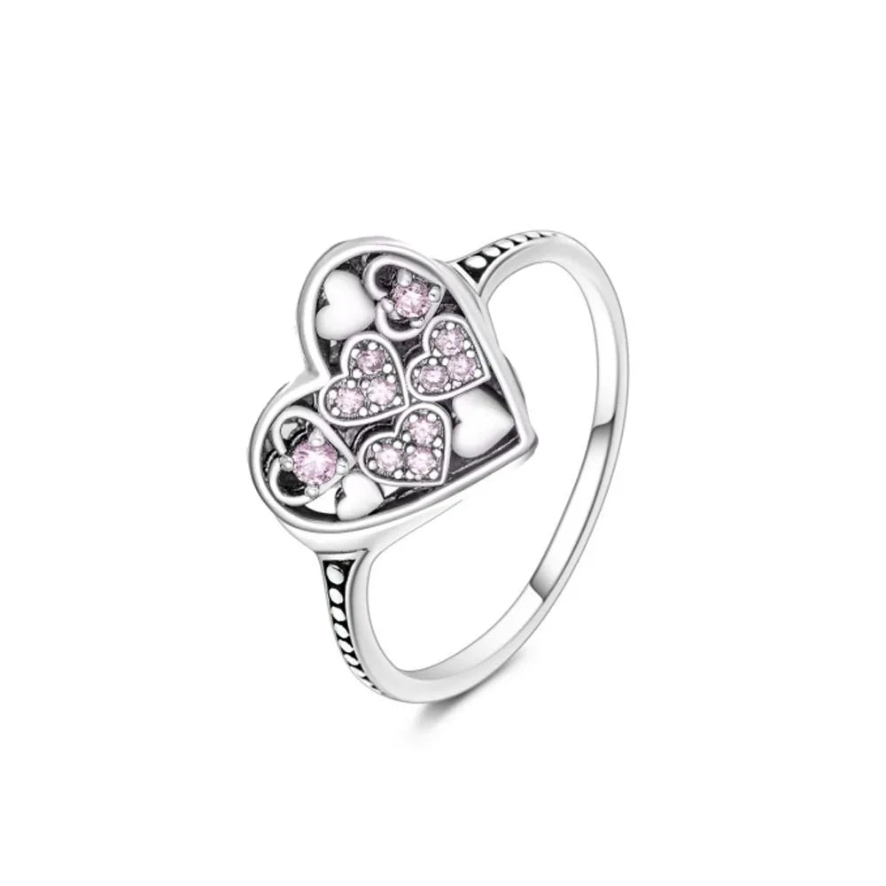 925er Silber Ring Heißer Verkauf Muttertag Mama Größe 6 7 8 9 Rot Blauer Stein Schmuck Charm Passender DIY Geburtstagsgeschenk