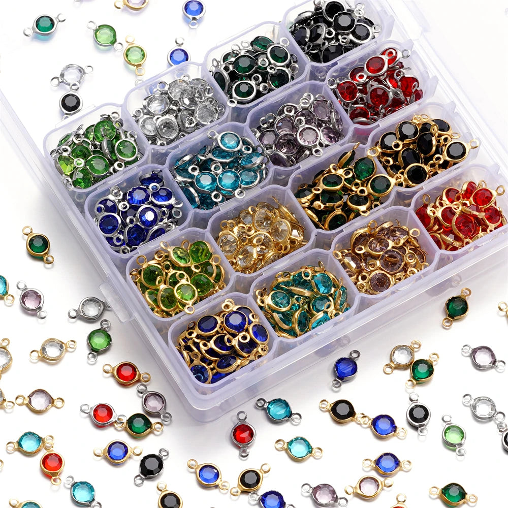 10 Stücke/Los Edelstahl Kristall Rund Doppelring Anhänger für DIY Armband Halskette Perlen Schmuckherstellung Zubehör