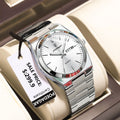 POEDAGAR Lujoso Reloj de Pulsera de Negocios para Hombre, Impermeable, Luminoso, de Acero Inoxidable, con Fecha, Semana, Moda, Relojes de Cuarzo para Hombre+Caja