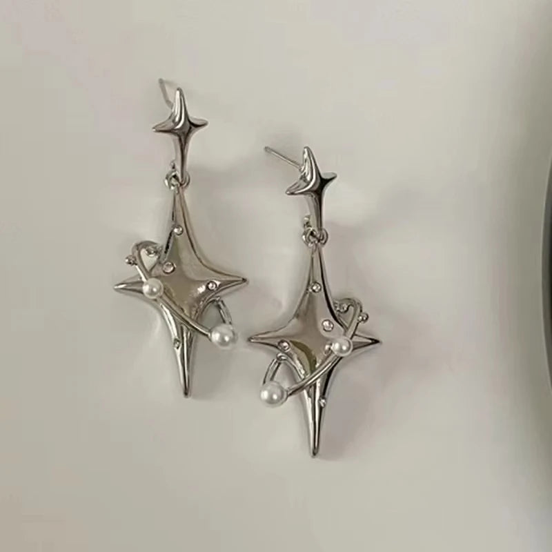 Y2K Star Ohrhänger Cool Girl Harajuku Kreativer Planet Perle Kristall Sterne Ohrringe Koreanische Mode für Frauen PunkSchmuck
