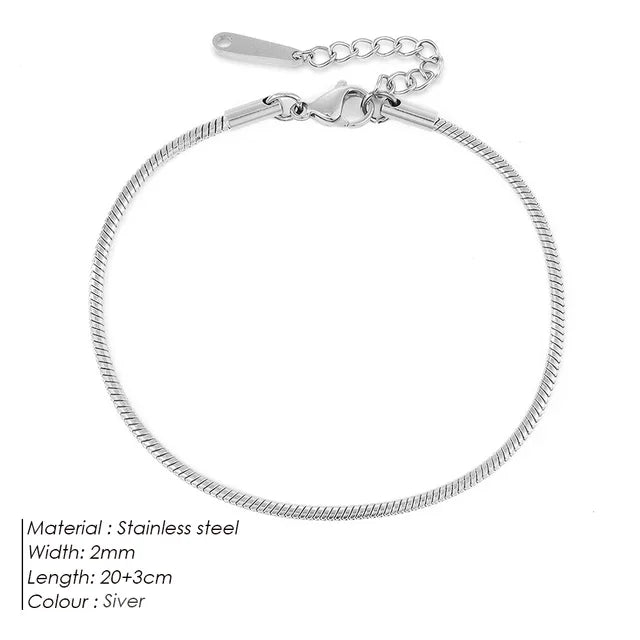 SUNIBI Edelstahl Schlangenkette Fußkettchen für Frauen Nicht Allergisch Einstellbar Sexy Bein Fuß Armband Geschenke Accessoire Dropshipping